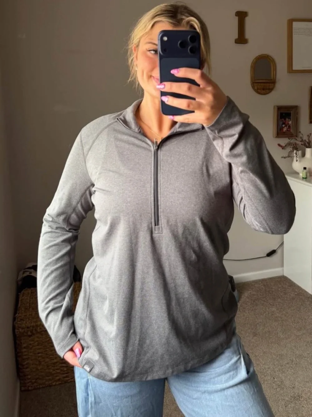 REI Women's Long-Sleeve Half-Zip Top — Charcoal Gray - Picture 4 of 4